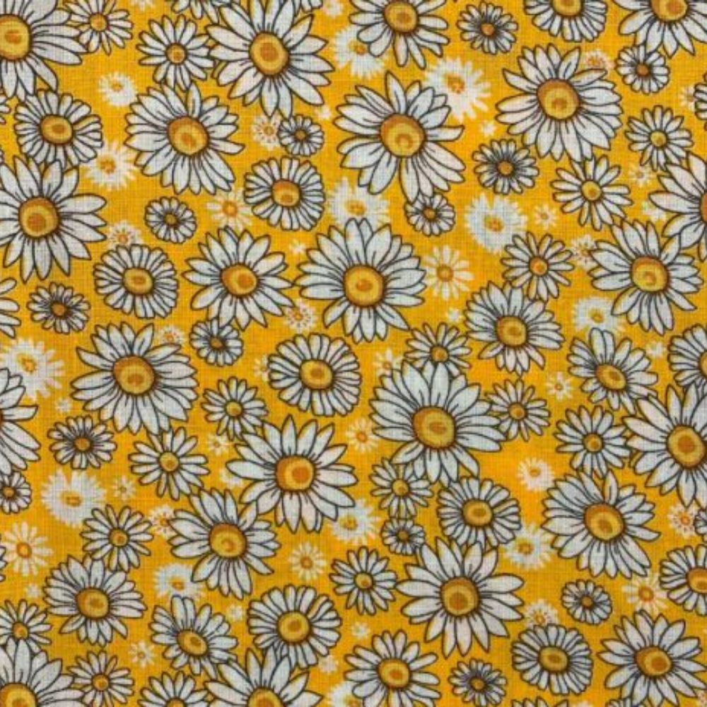 tissu printanier marguerite jaune