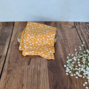 accessoire fait main tissu fleuri jaune