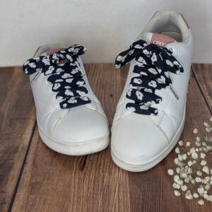 lacets fantaisie bleu fleur coton