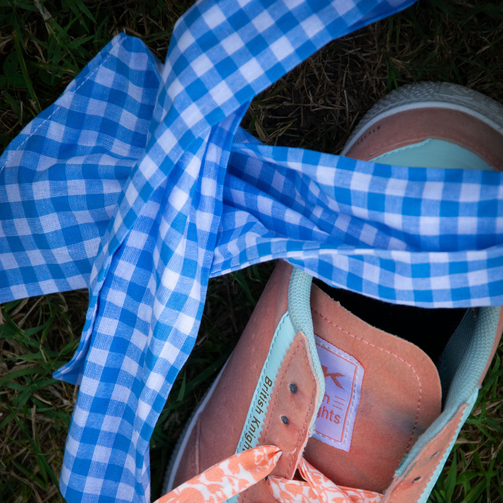 Ruban à nouer assorti vichy bleu