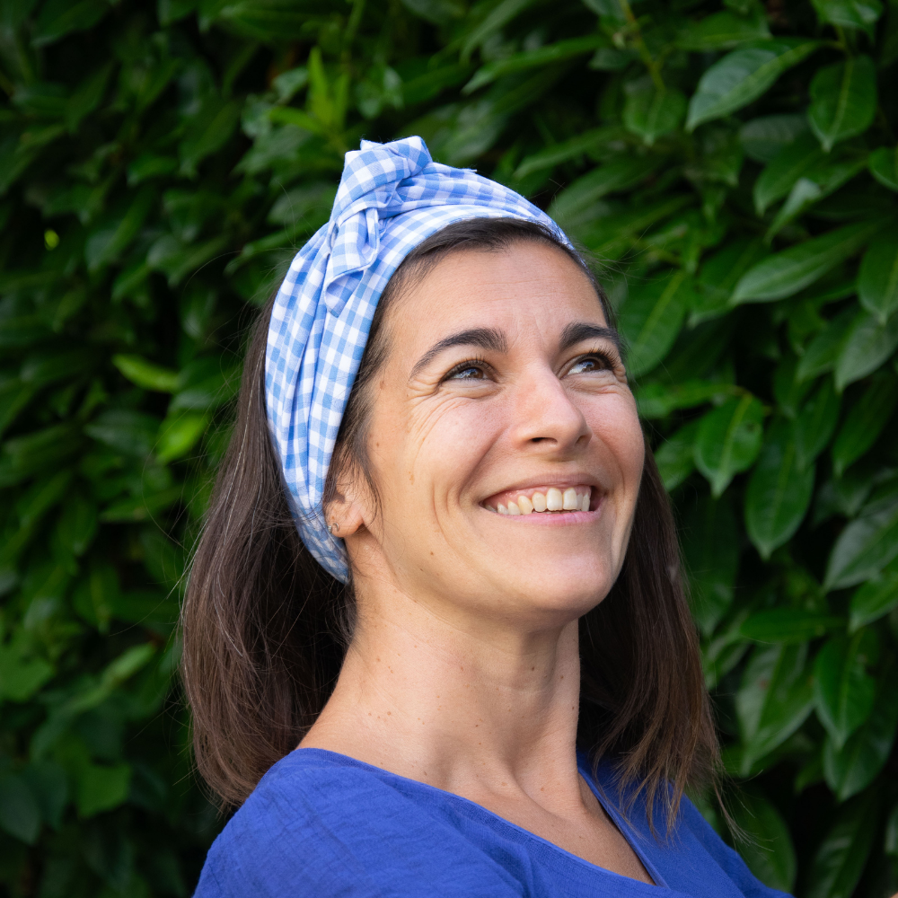 Ruban à nouer cheveux vichy bleu