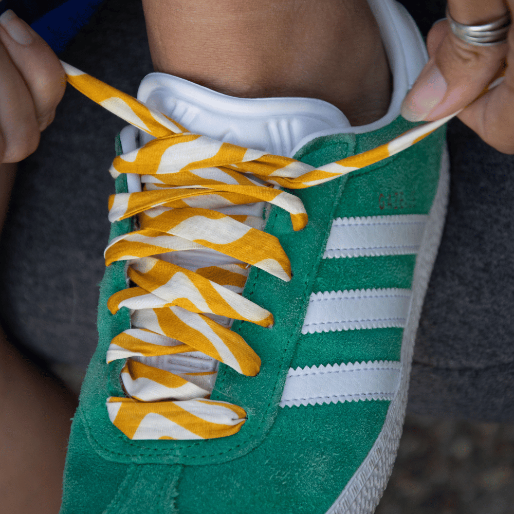 lacets en tissus originaux jaune lacets motifs jaune adidas