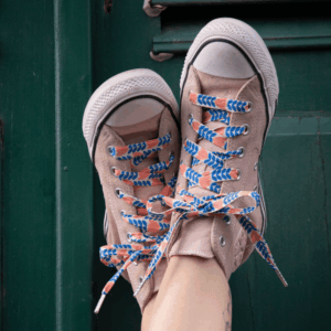 lacets pour converse bleu corail fleuri