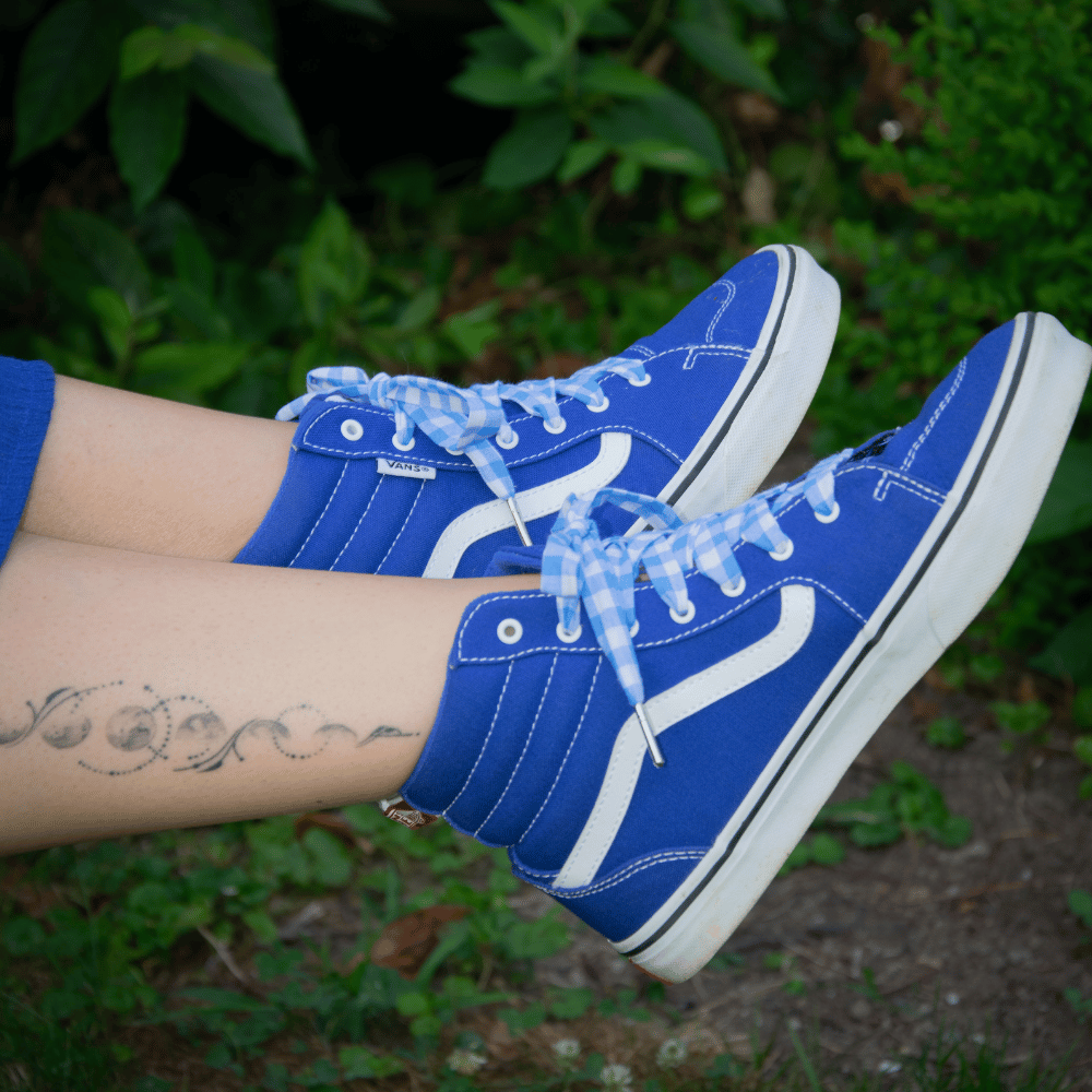 lacets vichy bleu vans chaussures lacets en tissu vichy bleu pour vans